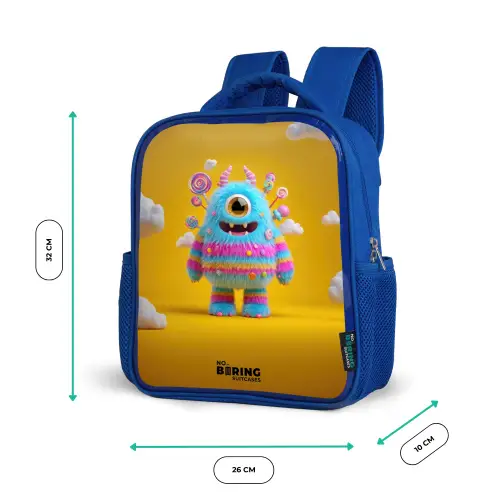 Snoep - Monster - Regenboog Kinderrugzak - Blauw middel -productfoto_formaten