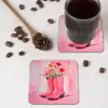 Roze - Bloemen - Cowboy onderzetter kurk middel -sfeer2