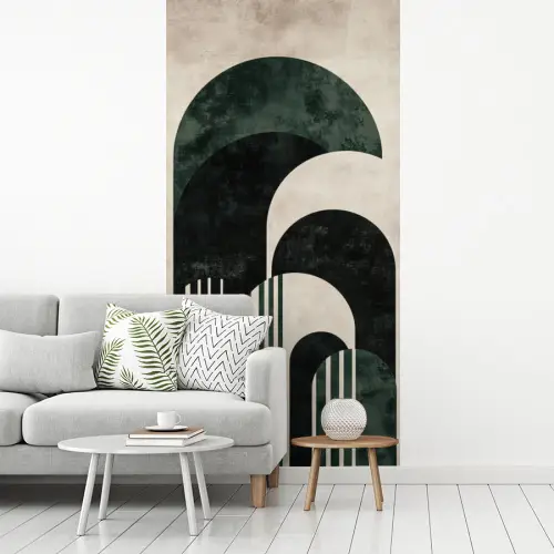 Bogen - Donkergroen - Lijnen fotobehang vinyl groot -woonkamer