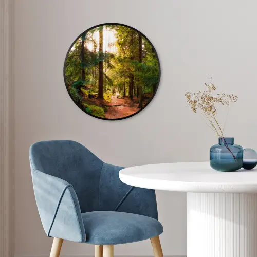 Bos - Pad - Bomen - Groen - Zon - Natuur Fotolijst rond zonder passe partout klein -sfeer2