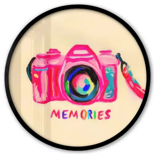 Camera - Memories - Roze - Geschilderd Fotolijst rond zonder passe partout klein -3d