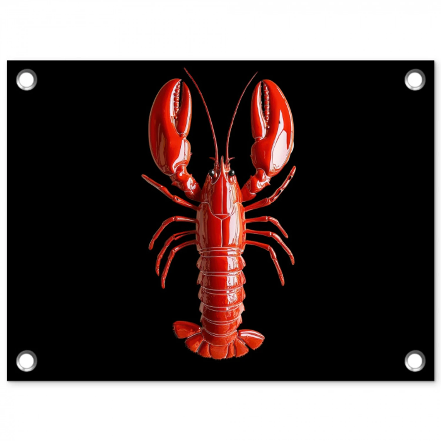 Kreeft - Glossier Rood - Zwart tuinposter los doek klein -3d