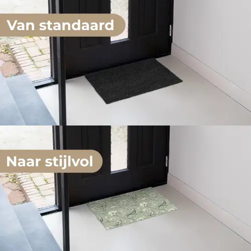 Klassiek - Botanisch - Groen Deurmat klein 898 -voor-na_NL