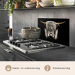Schotse hooglander - Goud - Hoorns - Zwart wit - Koe - Dieren keuken achterwand spatscherm klein -usp_NL