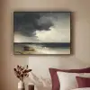 Kust - Golven - Rots - Storm Textielframe zwart klein -sfeer1