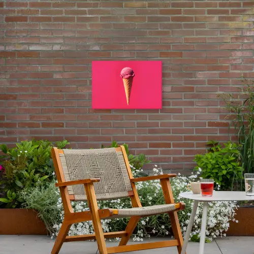 Schepijs - Roze - Hoorntje Tuinposter op houten frame 2 cm dik klein -sfeer3