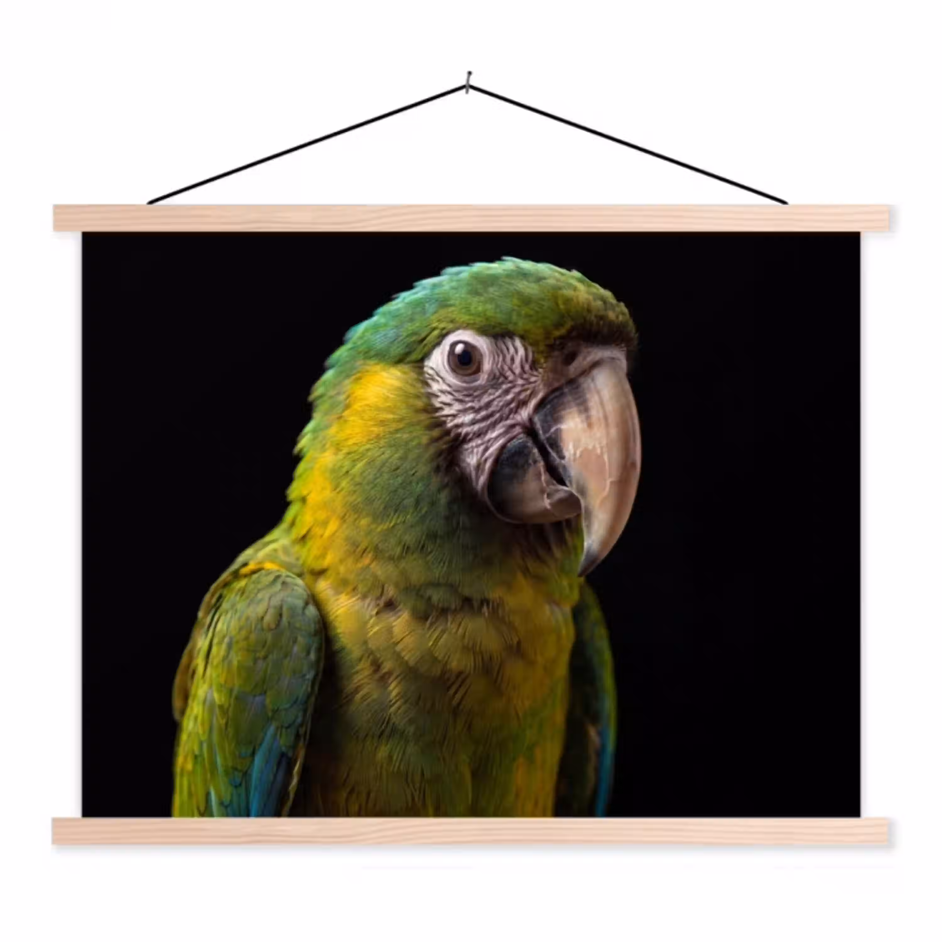 Ara - Portret - Groen textielposter latten blank klein -3d