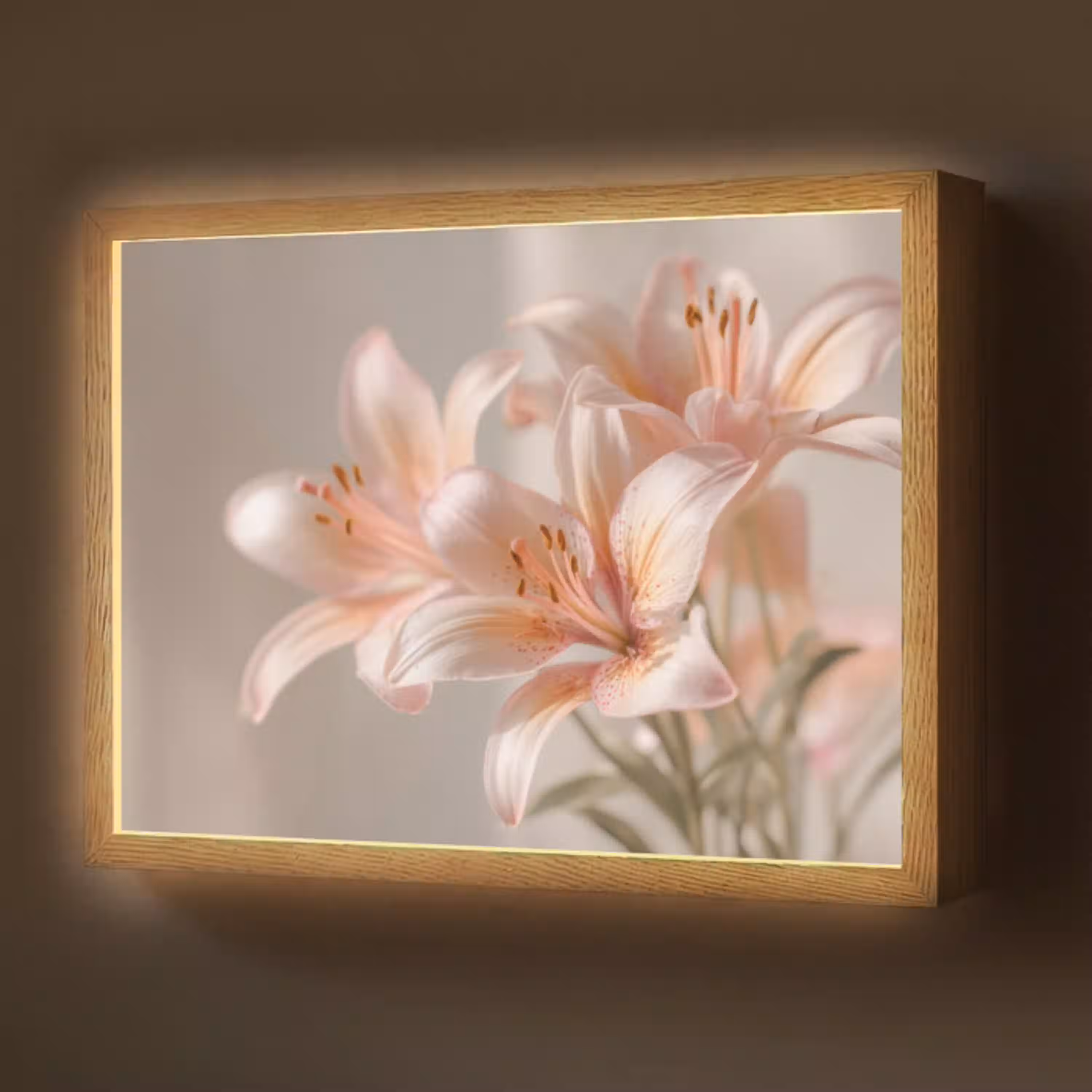 Lelies - Meeldraden - Roze - Wazig Light Box met batterij (Wandlamp) middel -z3d_website