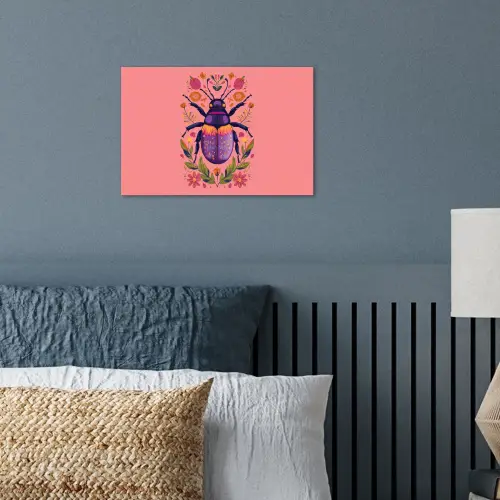 Paars - Kever - Stipjes - Bloemen poster papier klein -sfeer2