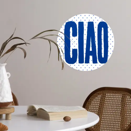 Ciao - Blauw - Stippen Wandcirkel behangsticker klein -sfeer3