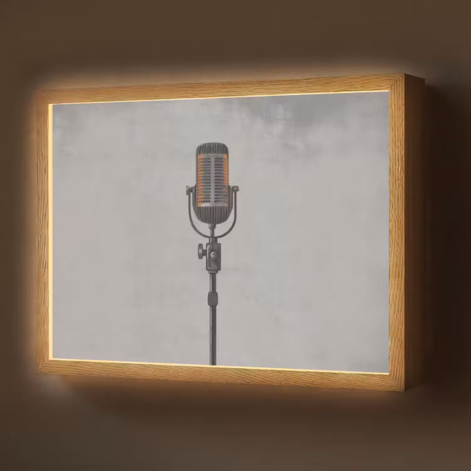 Lightbox - Wandlamp - Microfoon - Vintage - Illustratie - Grijs