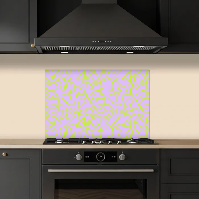 Abstract - Lila - Groen - Pastel keuken achterwand spatscherm klein 900 -sfeer1