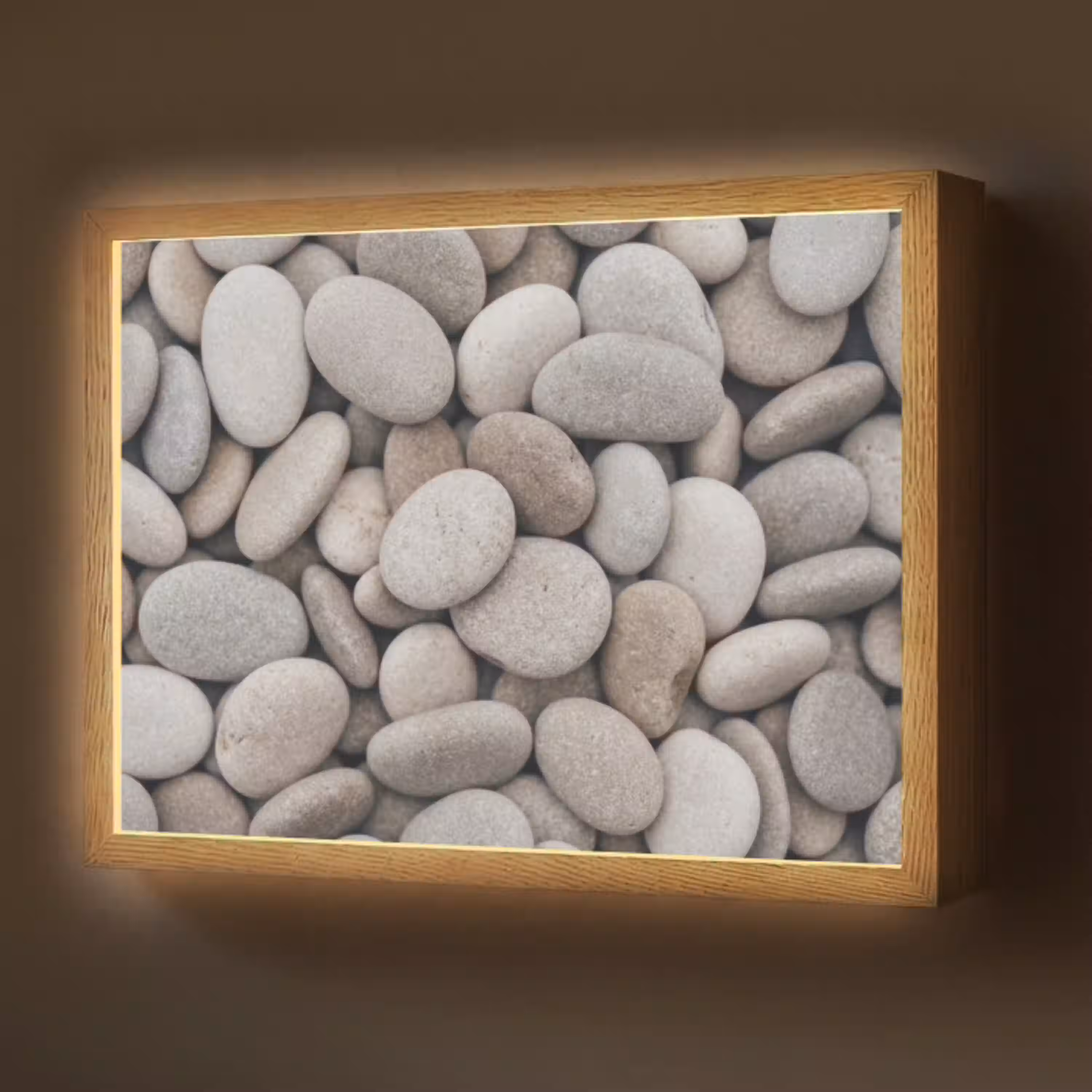 Kiezels - Stenen - Grijs Light Box met batterij (Wandlamp) middel -z3d_website