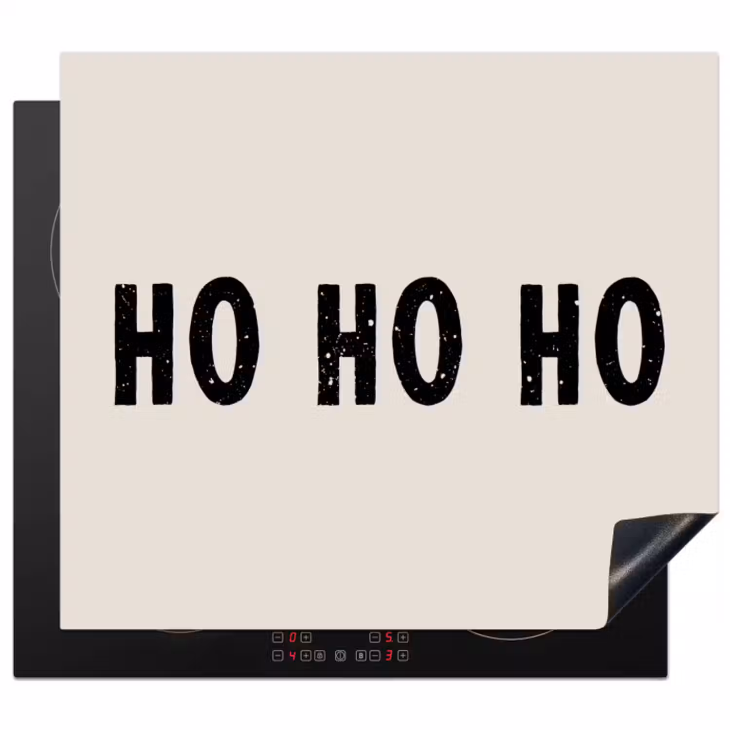 Inductie beschermer - Kerstmis - Ho ho ho - Spreuken - Beige - Kerstman