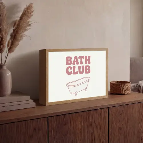 Retro - Bad - Roze Light Box met batterij (Wandlamp) middel -sfeer2