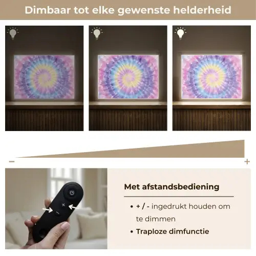 Spiraal - Tie dye - Pasteltinten Light Box met batterij (Wandlamp kind) middel -USP_dimbaarNL