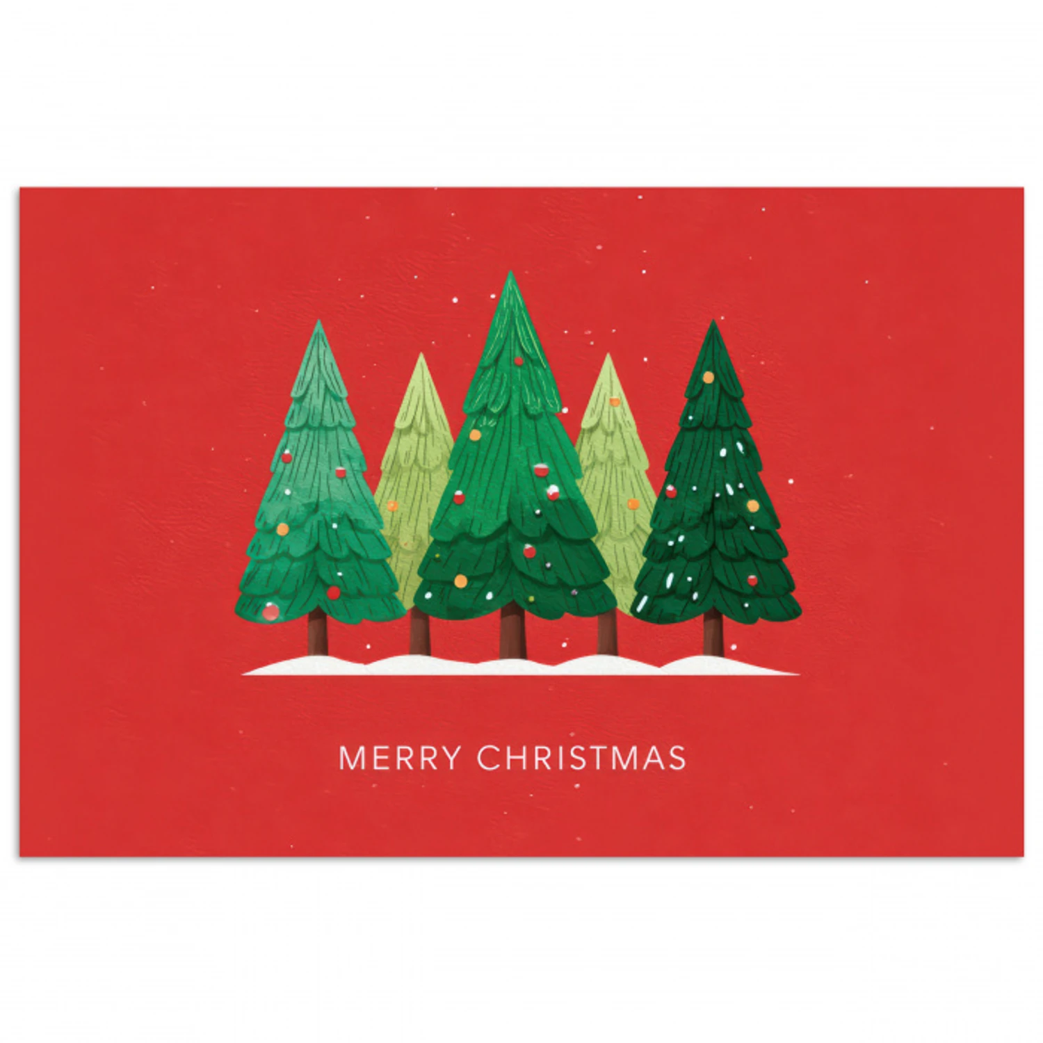 Minimalistisch - Kerstbomen - Rood - Sneeuw poster papier klein -3d