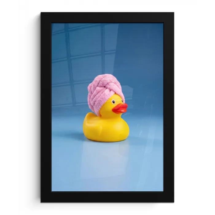 Badeend - Handdoek - Blauw fotolijst zwart zonder passe partout klein -3d