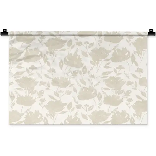 Bloemenpatroon - Silhouet - Wit Wandkleed katoen klein 269 -zz3d
