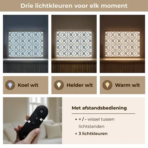 Grafisch - Tegel - Blauw Light Box met batterij (Wandlamp) middel 907 -USP_lichtkleurNL