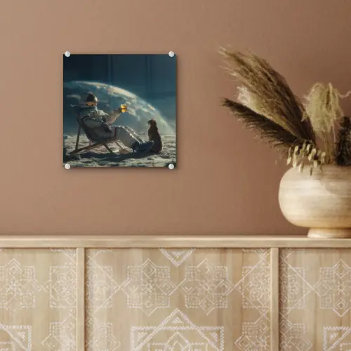 Astronaut - Kat - Glas - Stoel plexiglas 5mm klein -sfeer5
