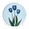 Tulpen - Blauw - Bladeren Wandcirkel aluminium klein -3d