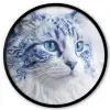 Kat - Patroon - Blauw Fotolijst rond zonder passe partout klein -3d