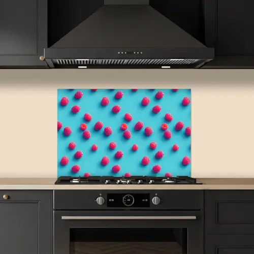 Blauw - Frambozen - Roze keuken achterwand spatscherm klein 900 -sfeer1
