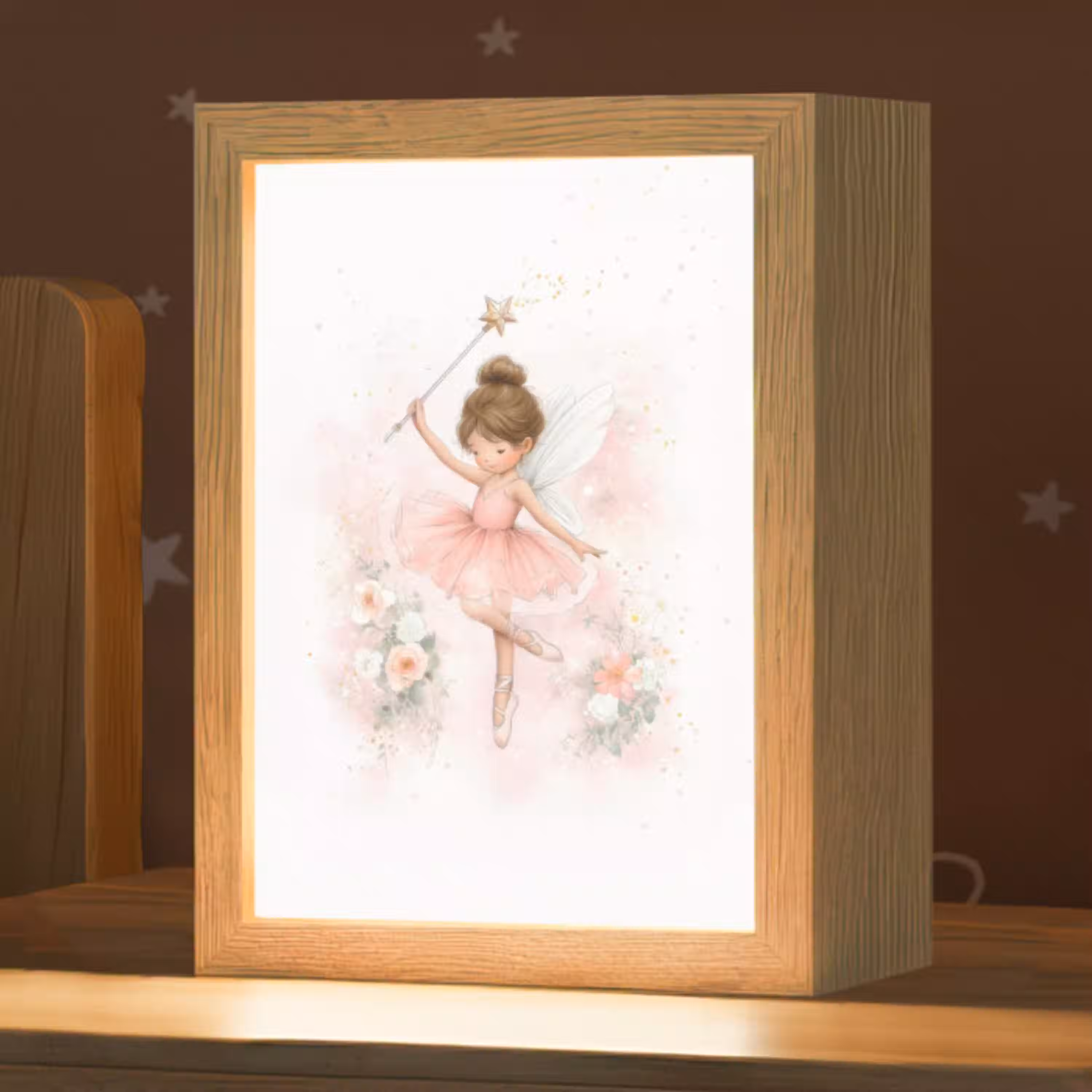 Ballerina - Fee - Bloemen - Roze Light Box met kabel klein -zzz_3d_website