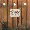 Wereldkaart - Bloemen - Roze tuinposter los doek klein -sfeer1
