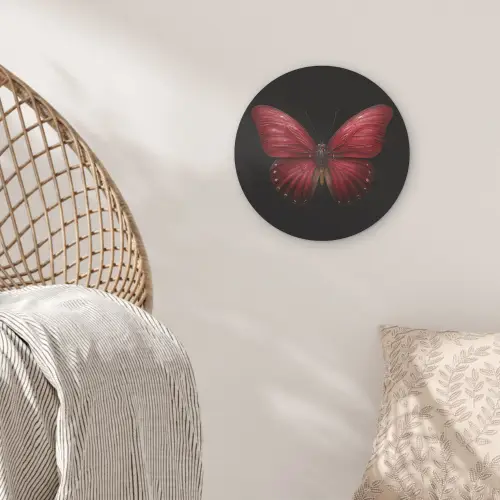 Vlinder - Rood - Minimalistisch Akoestische PET Vilt - Rond klein -sfeer4