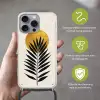 Zwart palmblad - Gouden cirkel - Beige achtergrond Hoesje iPhone 16 Pro Max met koord klein -sfeer2_NL