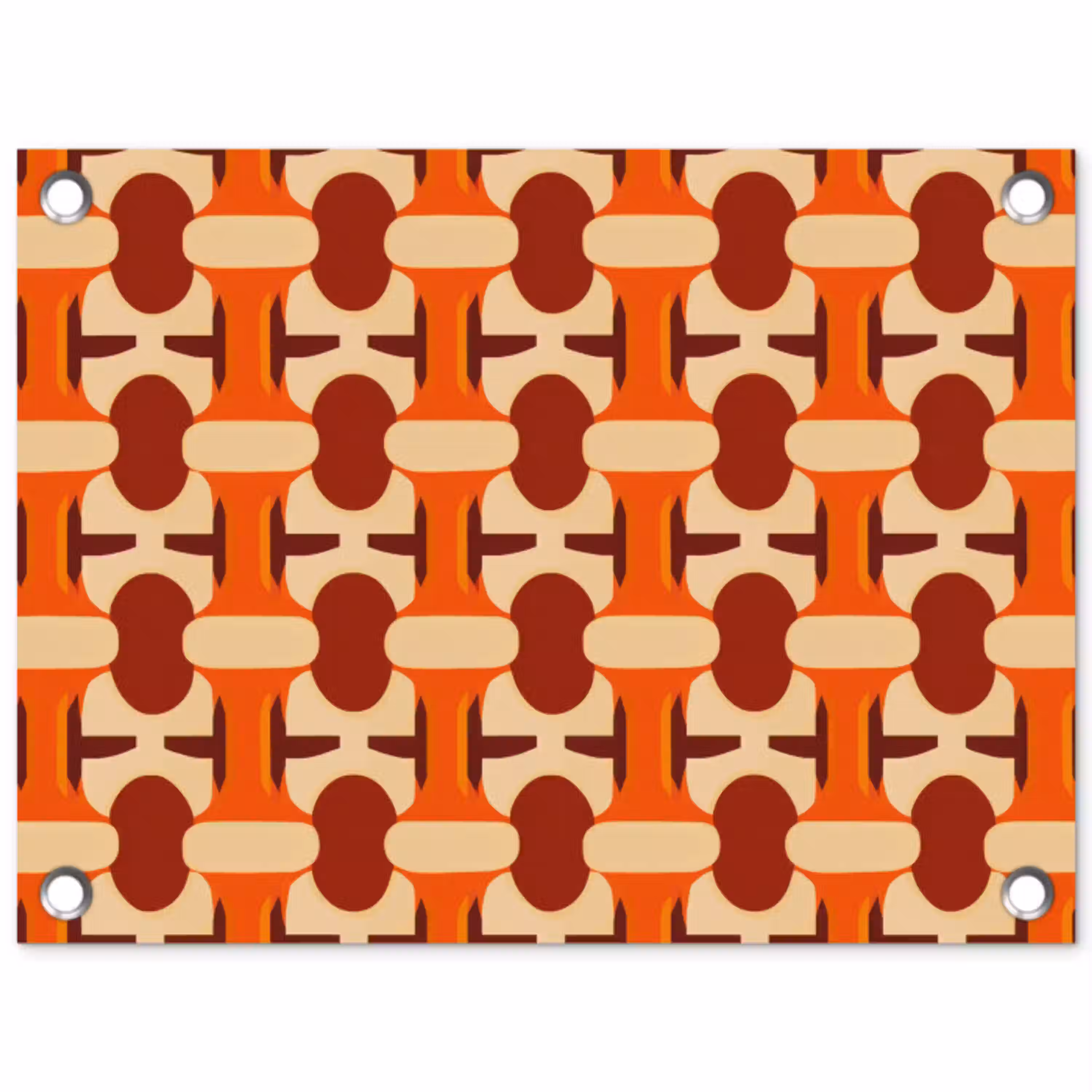 Geometrisch - Retro - Oranje tuinposter los doek klein 239 -3d
