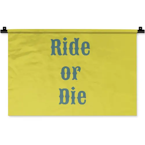 Ride or die - Geel - Blauw Wandkleed katoen klein -zz3d