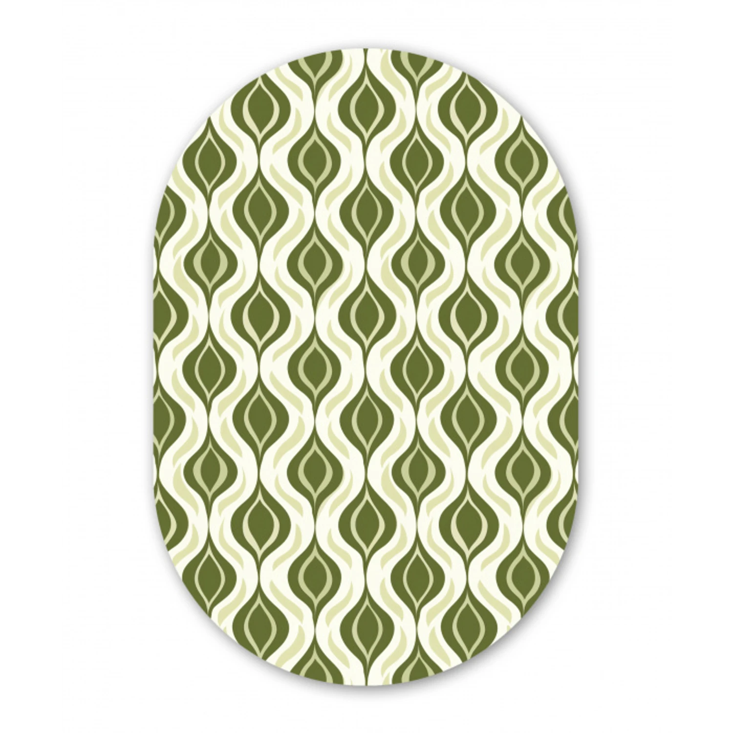 Patroon - Retro - Groen Wandcirkel Ovaal Forex klein 630 -3d