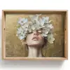 Gezicht - Bloemen - Goud - Abstract Dienblad Rechthoek middel -z3d_shopping