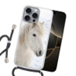 Paard - Kop - Winter - Dieren - Wit Hoesje iPhone 16 Pro Max met koord klein -sfeer1