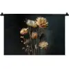 Boeket - Bloemen - Licht - Zwart Wandkleed katoen klein -zz3d