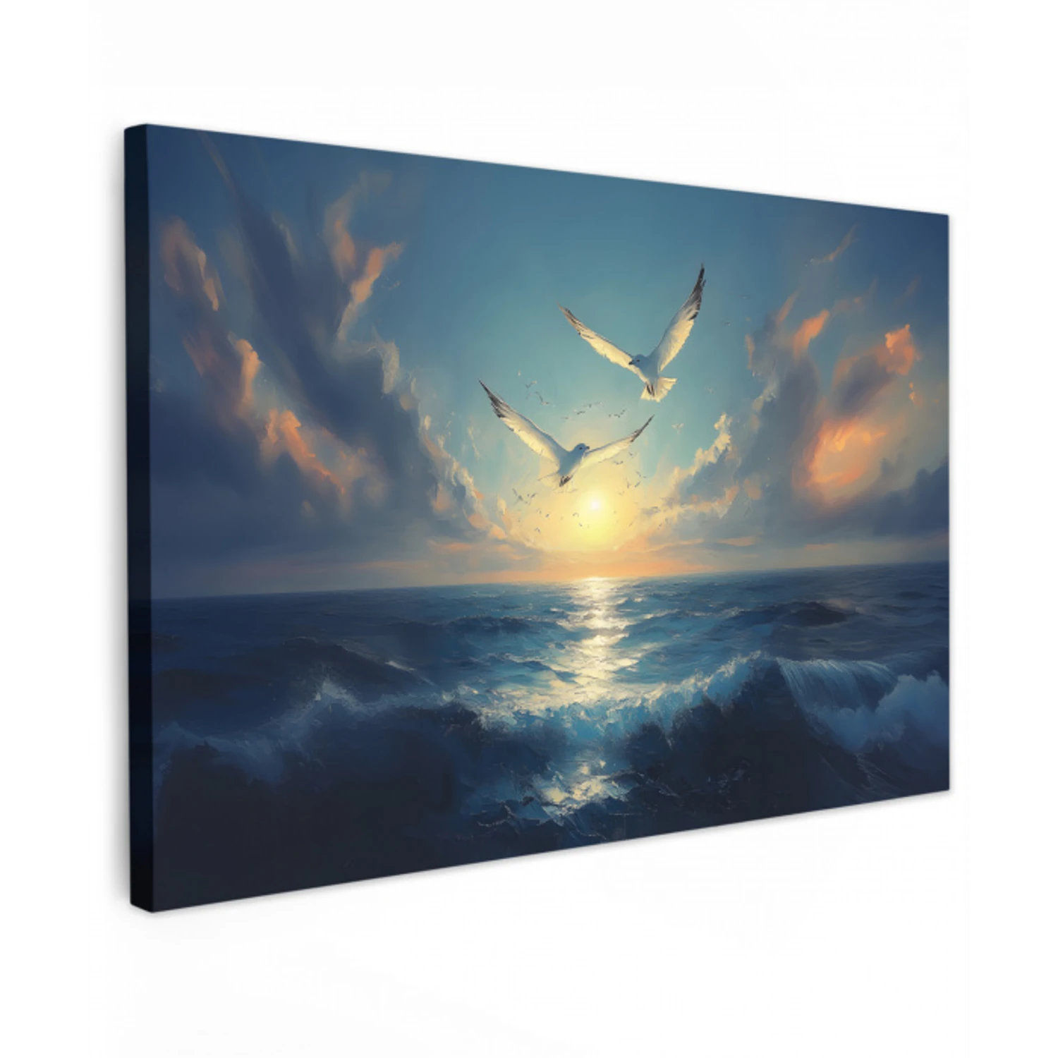 Meeuwen - Zee - Wolken -Blauw canvas 2cm klein -z3d