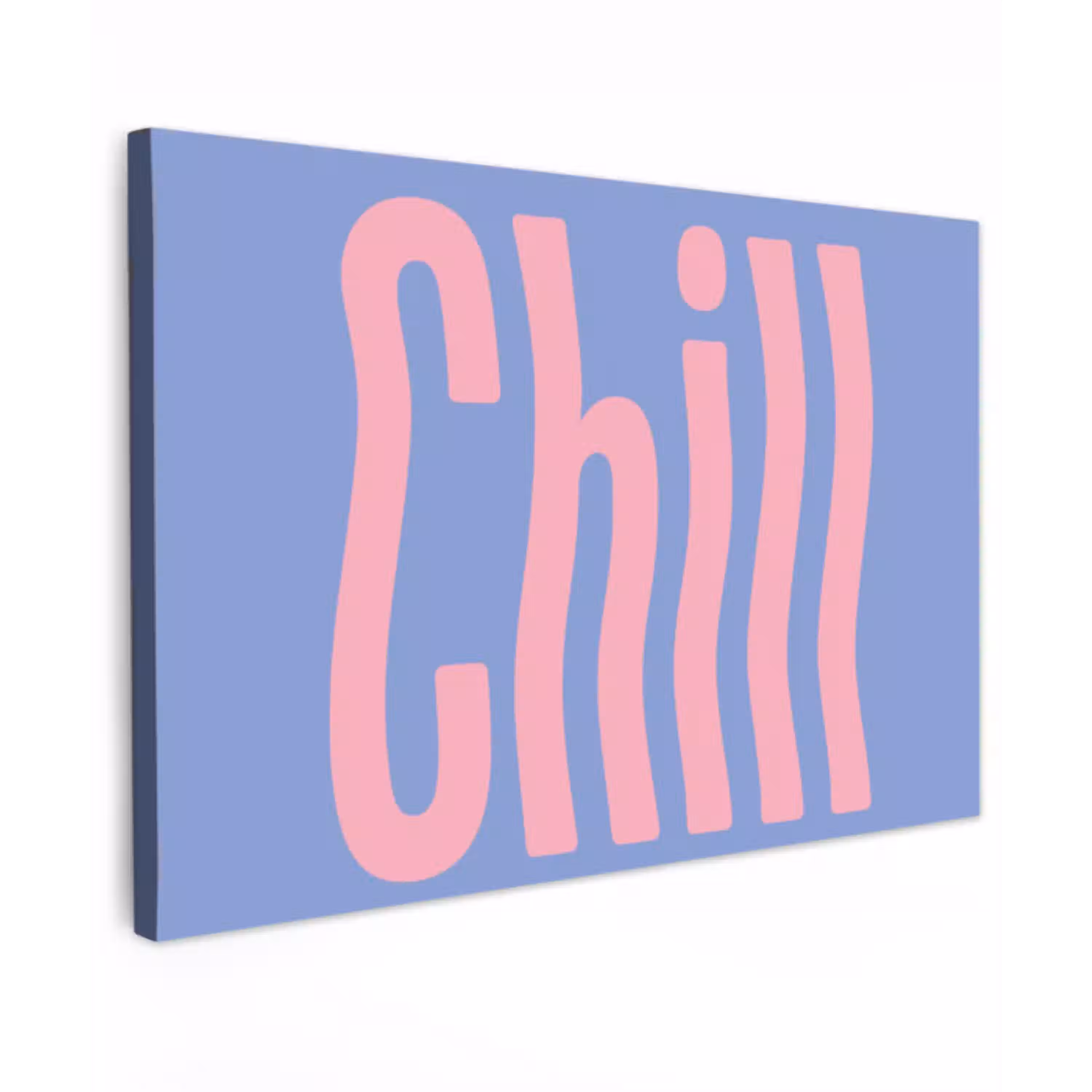 Chill - Roze - Blauw - Golvend Tuinposter op houten frame 2 cm dik klein -3d