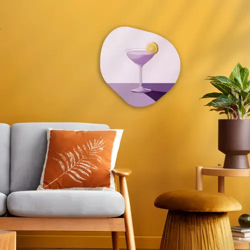 Cocktail - Paars - Minimalistisch - Citroen Wandcirkel Organisch Forex 3mm klein -sfeer4
