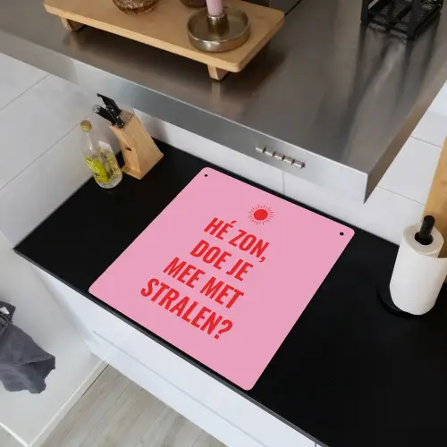 Roze - Zon - Quote Inductie beschemer met haakjes middel -sfeer1