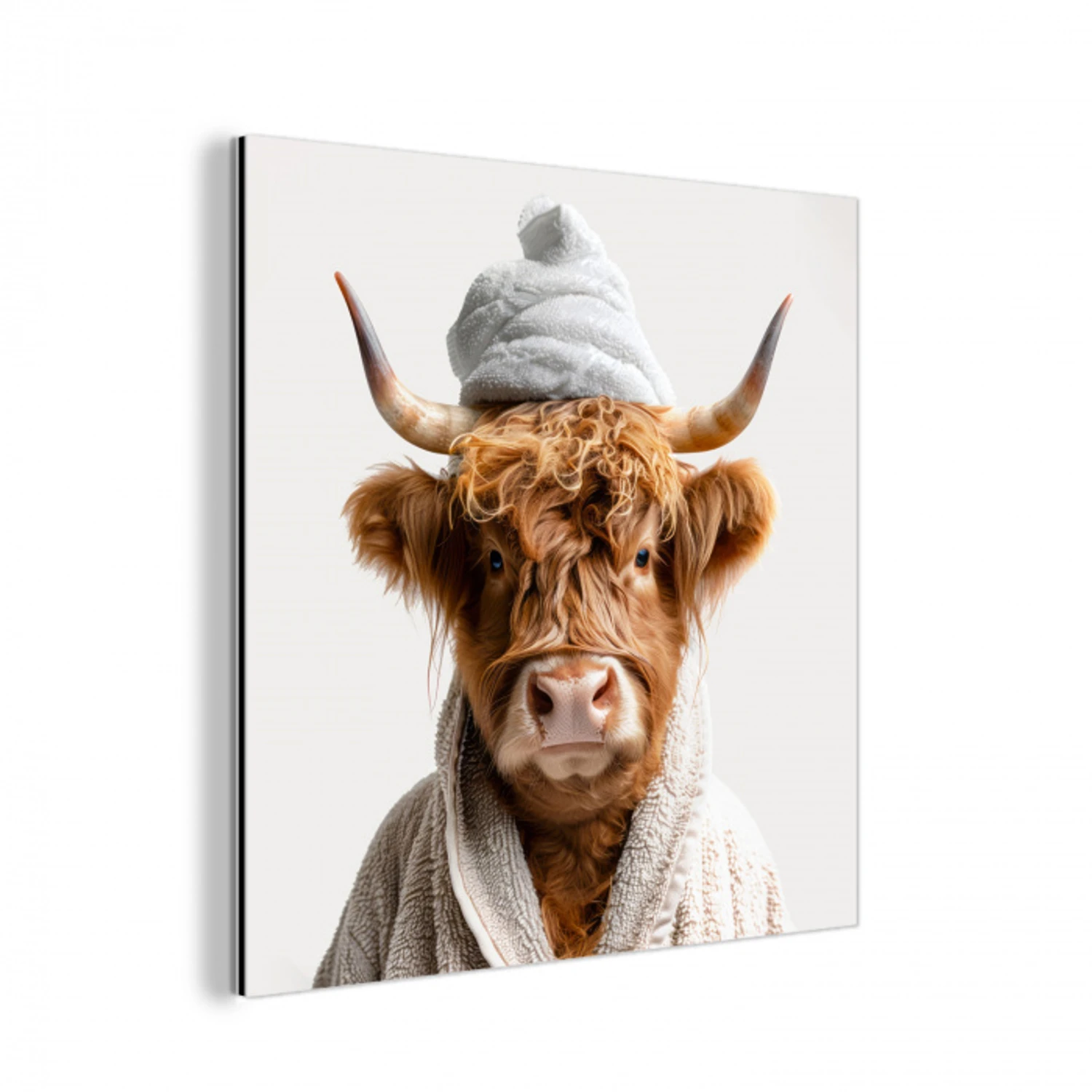 Schotse hooglander - Badjas - Koe - Dieren aluminium wit klein -3d