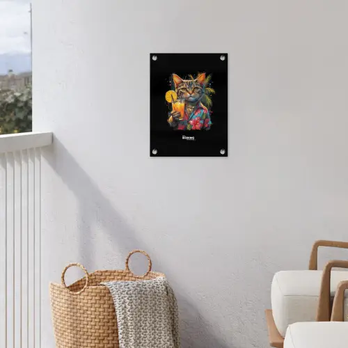 Kat in tropische street art stijl tuinposter los doek klein -sfeer8