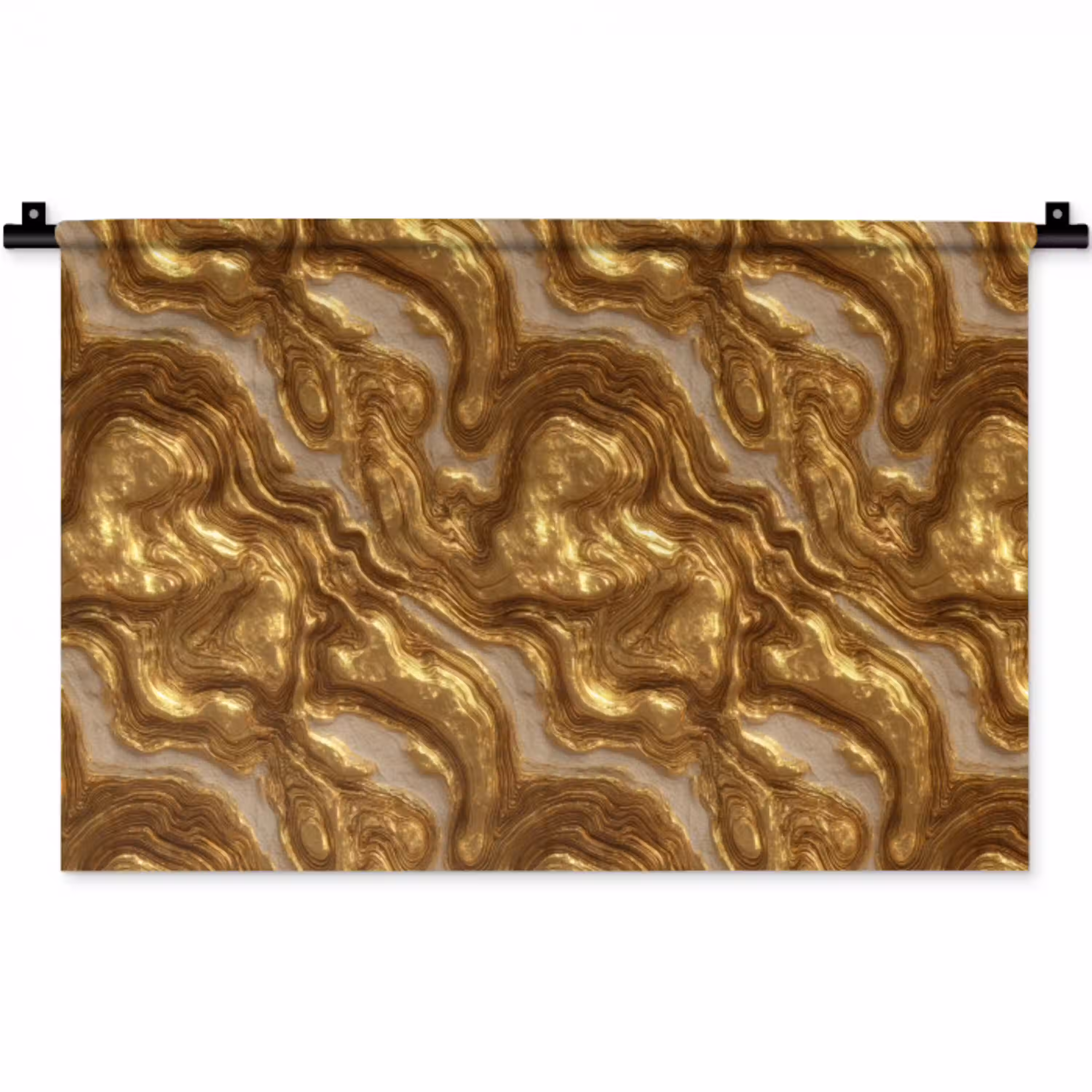 Golven - Organisch - Goud - Crème Wandkleed katoen klein 269 -zz3d