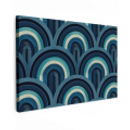 Bogen - Geometrisch - Patroon - Blauw - Retro canvas 2cm klein 34 -z3d