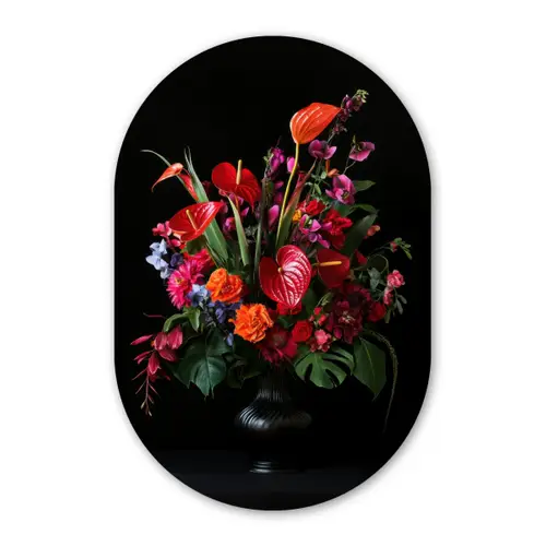Bloemen - Boeket - Sierlijk Wandcirkel Ovaal Forex klein -3d