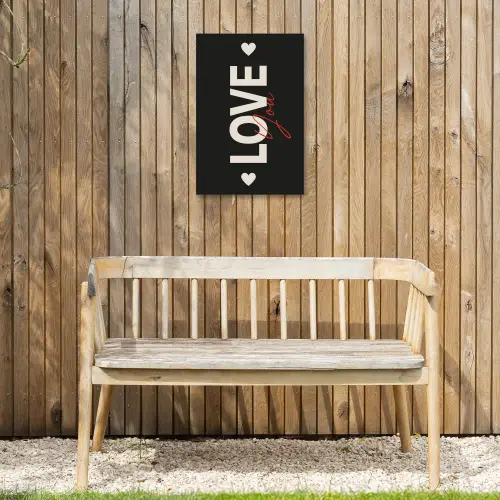 Love - Rood - Valentijn Tuinposter op houten frame 2 cm dik klein -sfeer4