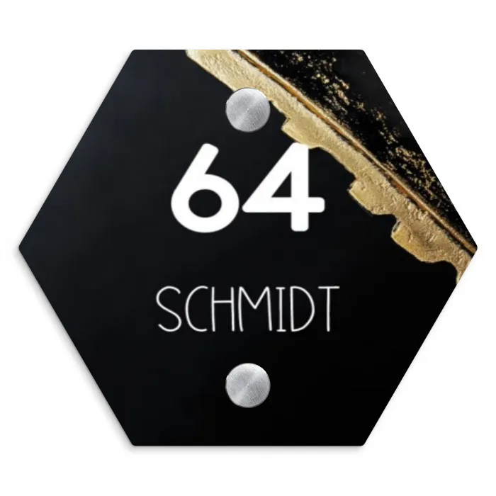 Gouden hoek - Modern Naambord Hexagon klein -3d