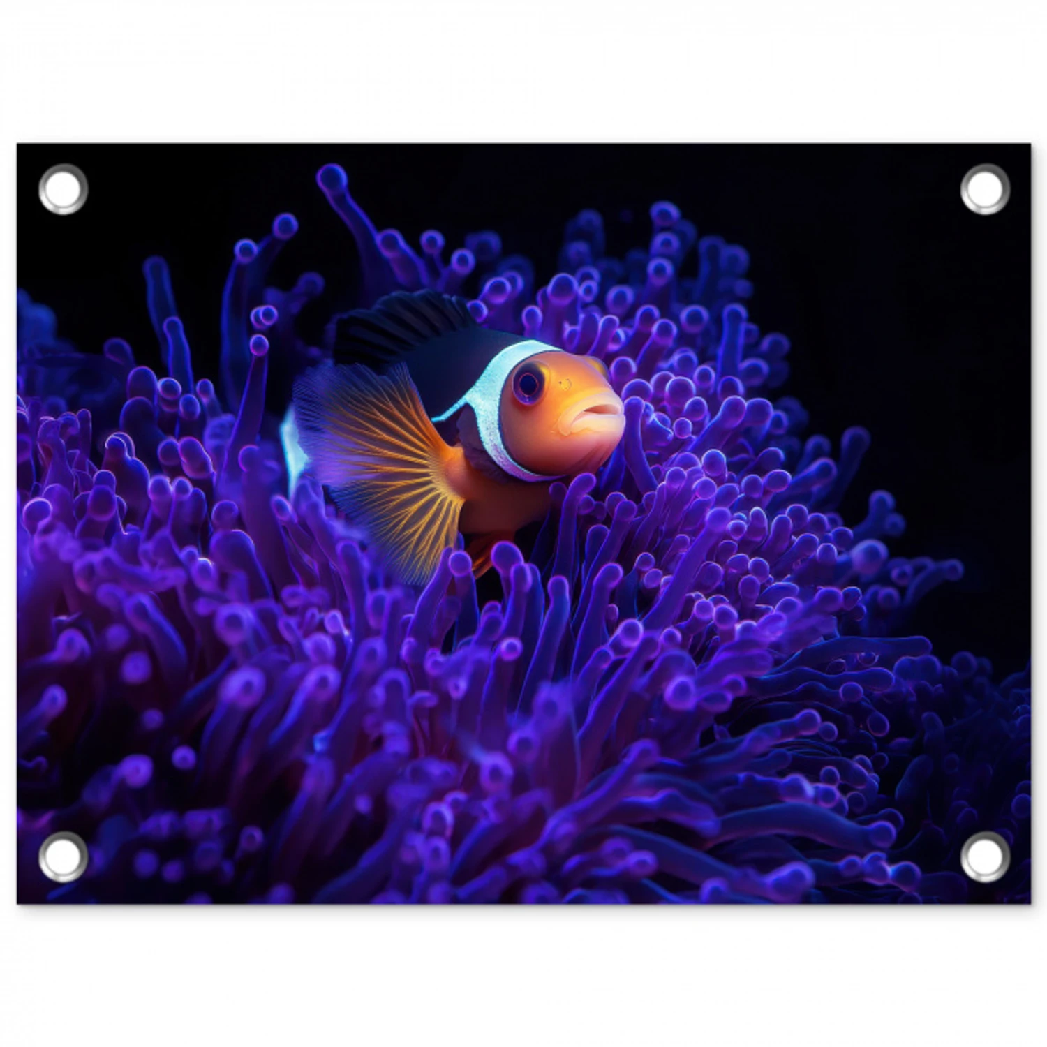 Koraal - Vis - Oranje - Zee tuinposter los doek klein -3d